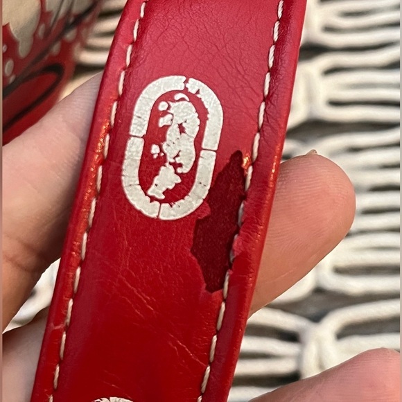 ECKO unltd RARE Marc ECKO Autograph Gold Rhino Red Crossbody Bag Vintage - Picture 14 of 17